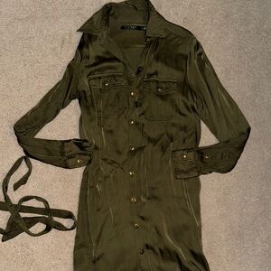 Olive Green Ralph Lauren Button-Up Shirt Dress